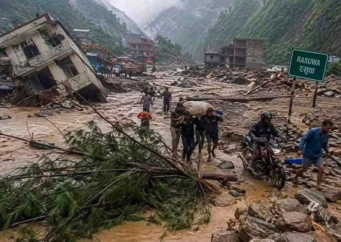 洪災造成尼泊爾房屋、道路等設施受損，受災地區災情嚴重。(Comfort  Nepal提供)